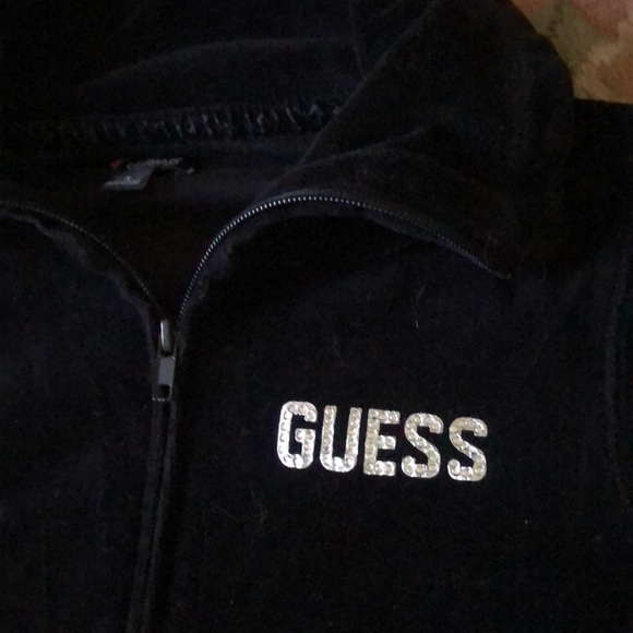 GUESS velour zip up sweatshirt size S - Picture 2 of 4